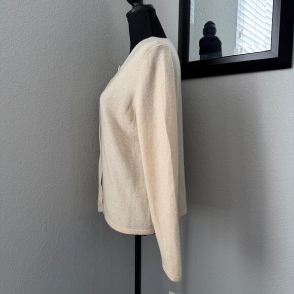 VALERIE STEVENS Beige Cream Cashmere Cardigan Sweater Medium - Picture 5 of 12